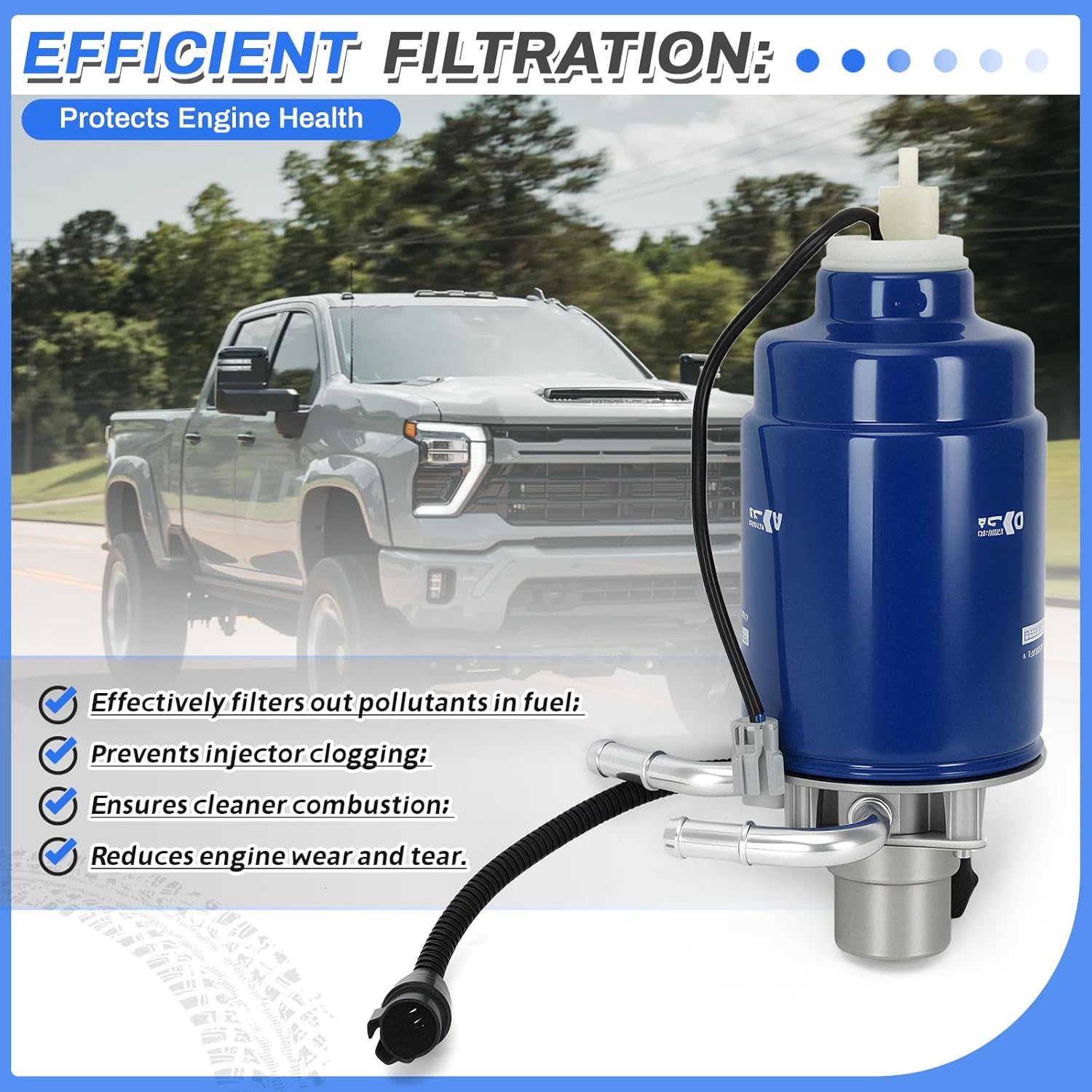 PTNHZ 6.6L LB7 Duramax Fuel Filter Housing Assembly Compatible With 2001-2004 Chevy Silverado GMC Sierra 2500 HD/3500 w/Fuel Filter Head & WIF Sensor TP3018 97780061 12639277