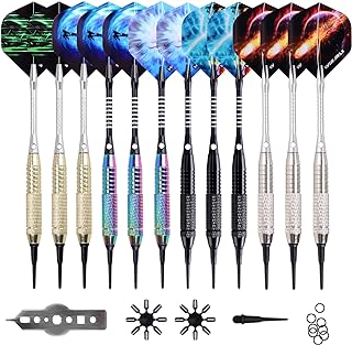 WIN.MAX Darts Plastic Tip - Soft Tip Darts Set - 12 Pcs 18 Gram with 100 Extra Dart Tips 12 Flights Flight Protectors and Wrench for Electronic Dart Board