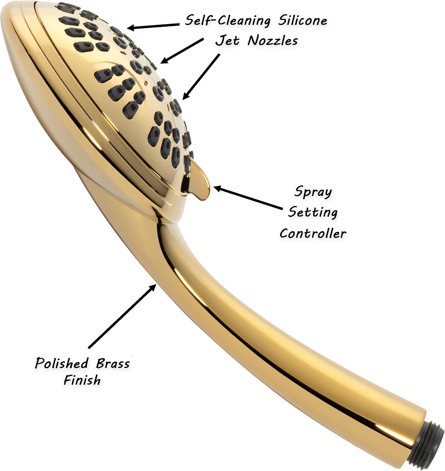 6 Function Handheld Shower Bundle + Arm - Adjustable High Pressure Removable Hand Held Showerhead With Mount And Stainless Steel Hose + 6 Inch Shower Arm And Flange, 2.5 GPM - Polished Brass