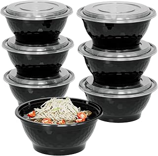 Meal Prep Bowls Containers, 150 Sets 38oz Disposable Plastic Bowls with Lids for Soup and Salad, Reusable Round To Go Food Storage Container, BPA Free, Microwave/Dishwasher/Freezer Safe