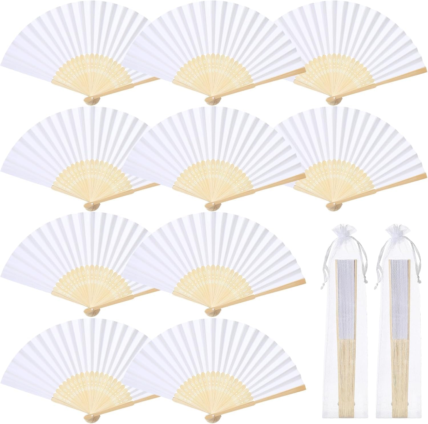 GWHOLE 12Pcs White Paper Fans Foldable, 8.3 Inch