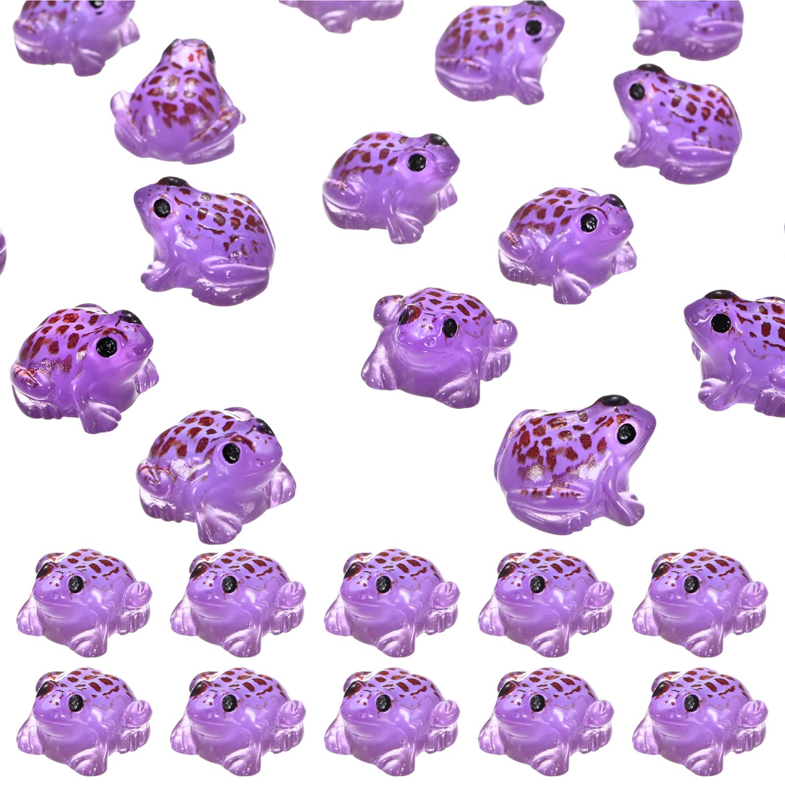 M METERXITY 60-Pack Luminous Mini Resin Frogs, Glow in the Dark Tiny Elephant for Fairy Garden/Micro Landscaping/Dollhouse, Cute Miniature Animal Figurine to Hide [Purple]
