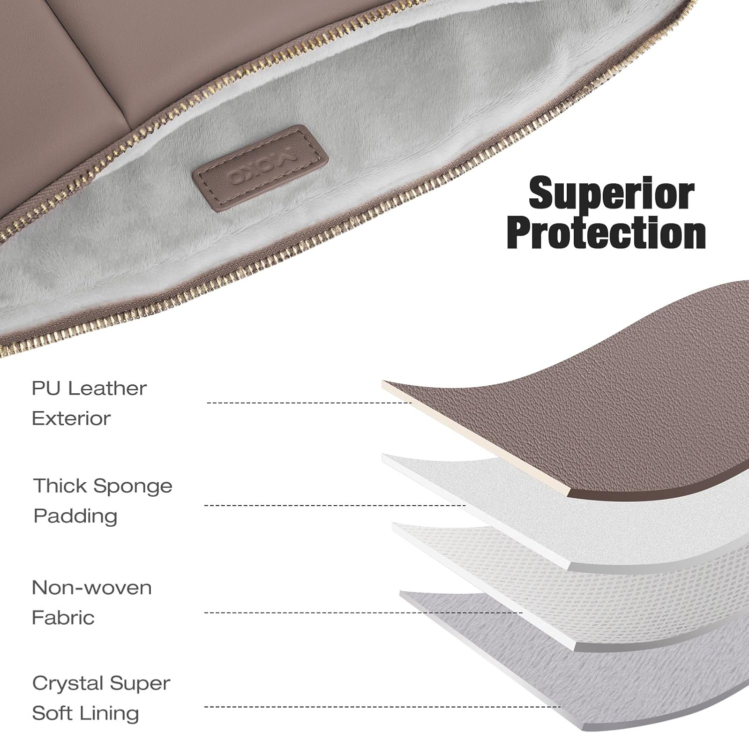 MoKo 9-11 Inch Puffy Tablet Sleeve Bag Fit with New 11-inch iPad Pro M4/iPad Air M2, iPad 10th Gen 10.9, iPad Pro 11, iPad Air 4/5th Gen 10.9, Built-in Elastic Band, PU Leather Carrying Case, Coffee - Image 3