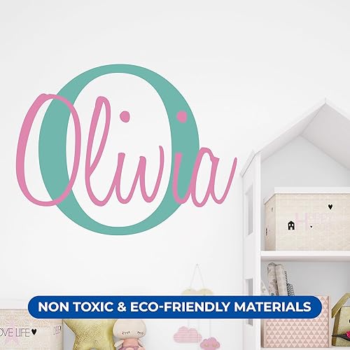Miniatura 8 de Nombre personalizado e inicial  Serie Premium  Bebé Niño  Calcomanía de pared para cuarto de bebé para el hogar, dormitorio infantil (M511) (ancho