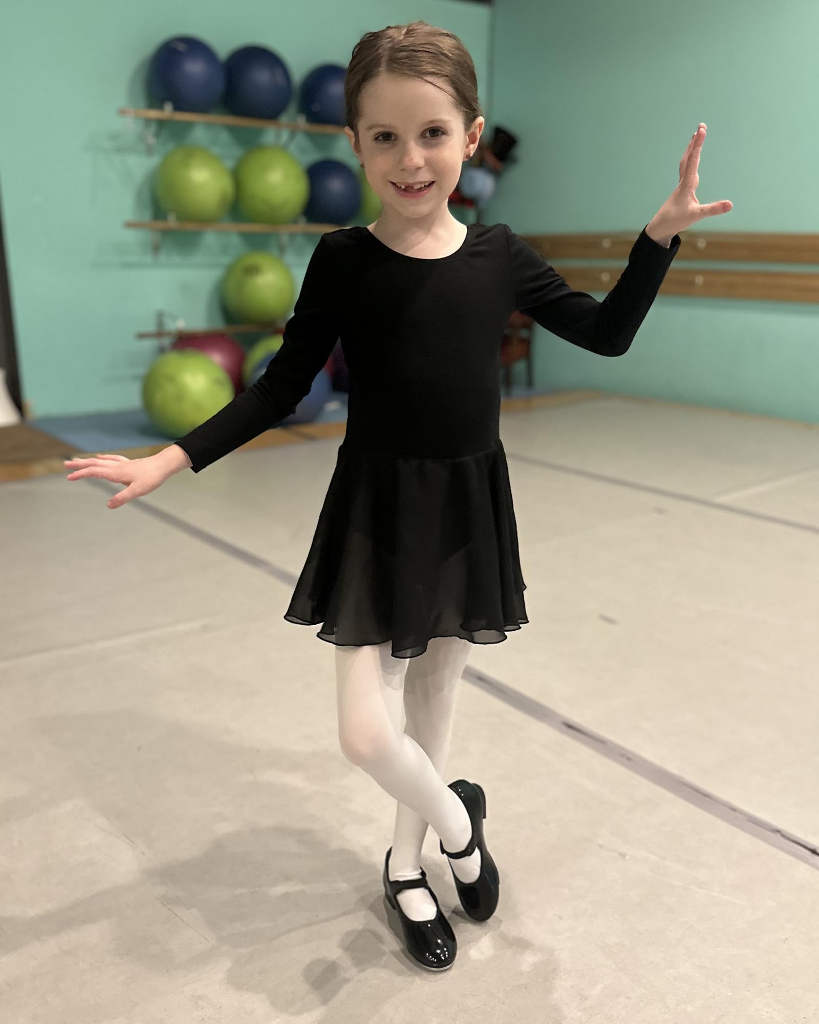 Stelle Tap Shoes for Girls Boys PU Leather Non-Slip Dance Shoes for Toddler/Little Kid/Big Kid(Black,9MT)