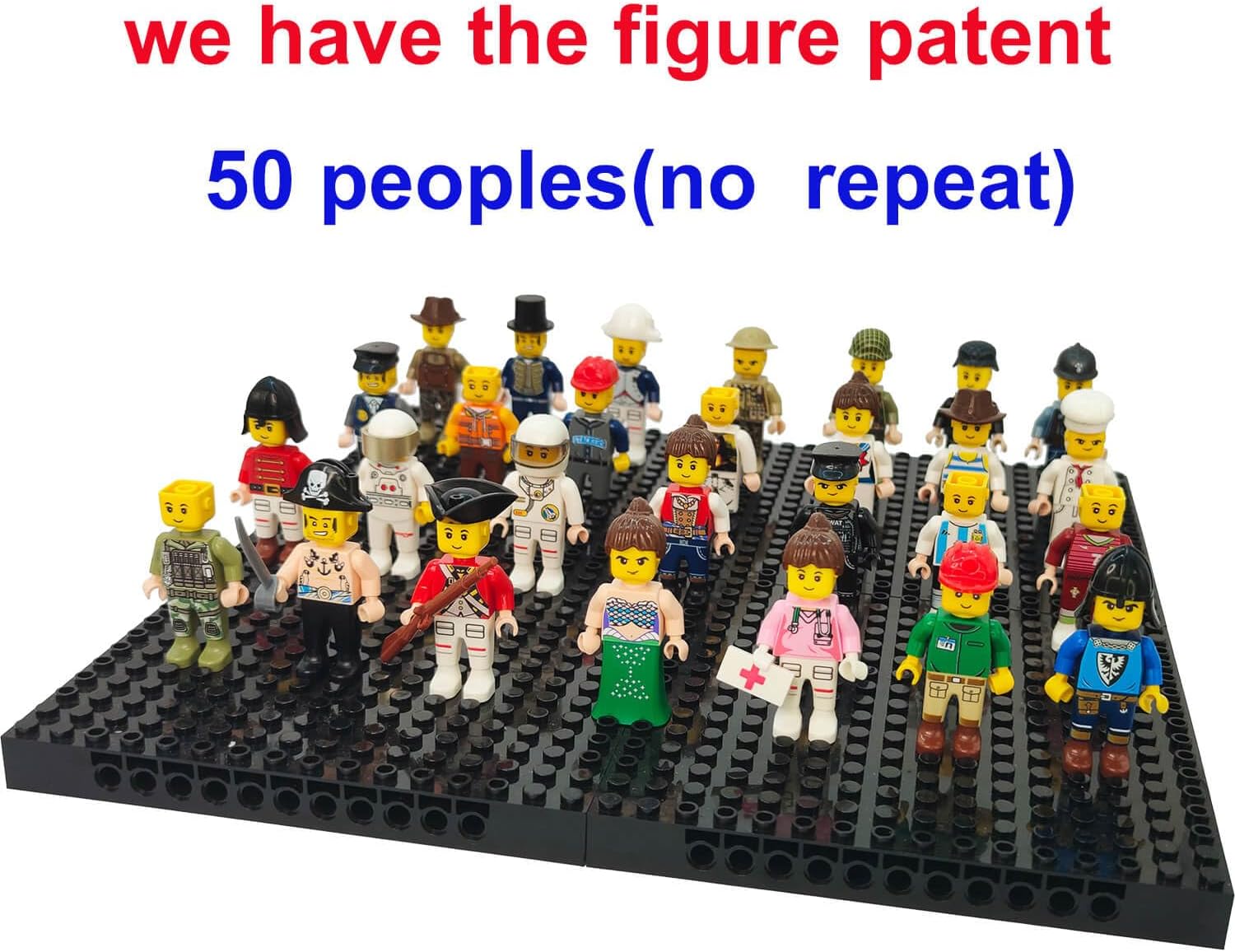 50pcs Mini Figure People Action Figure, Minifigure Stuffer Toys Building Sets, WW2 Army Building Block Toys