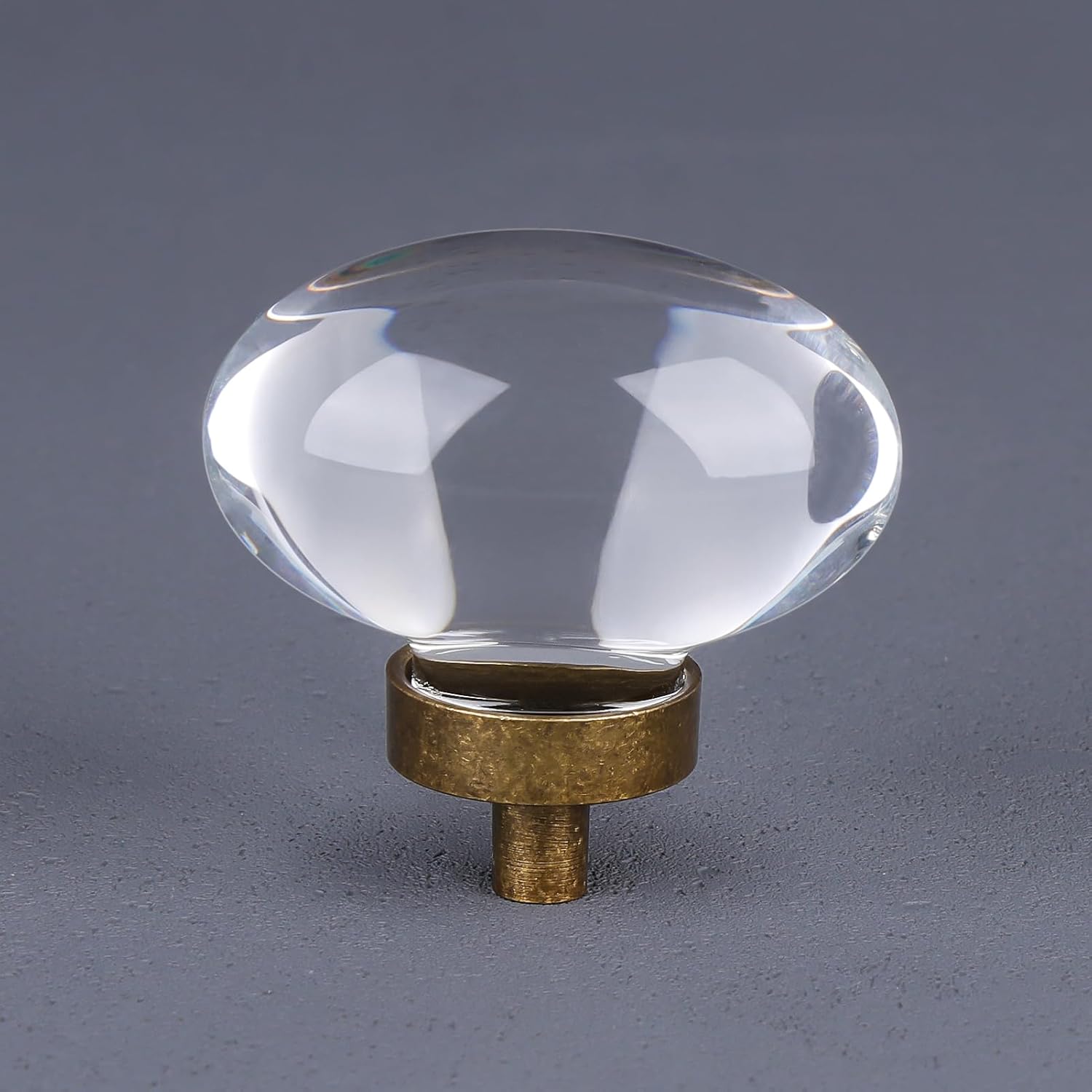 16 Pack Gold Champagne Crystal Cabinet Knobs, Oval Glass Knobs for Dresser Drawers, Brass Furniture Hardware Pulls