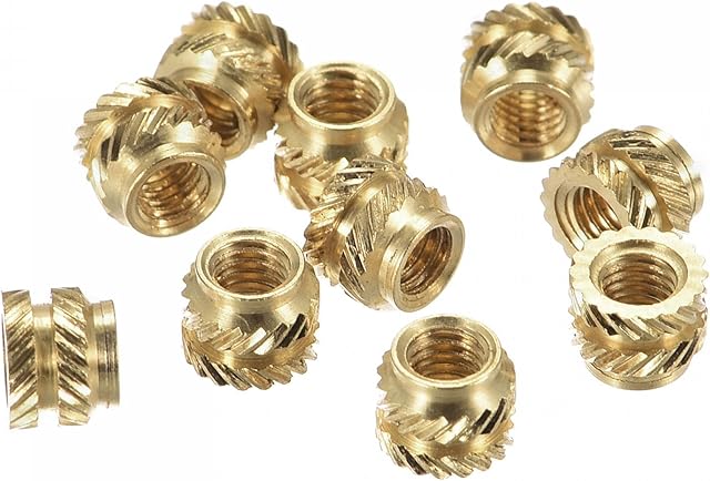 sourcing map knurled Insert Nuts, 120Pcs M3 x 0.5mm Female Thread Brass Threaded Insert Embedment Nut for 3D Printer