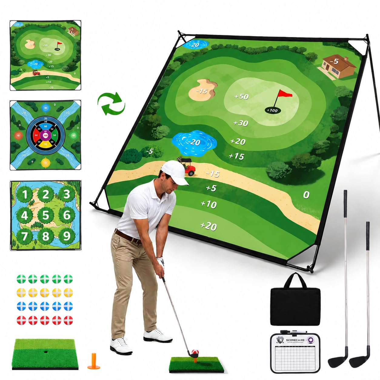Photo 1 of 3-in-1 Golf Chipping Game Set, Large Backyard Golf Game for Adults Outdoor