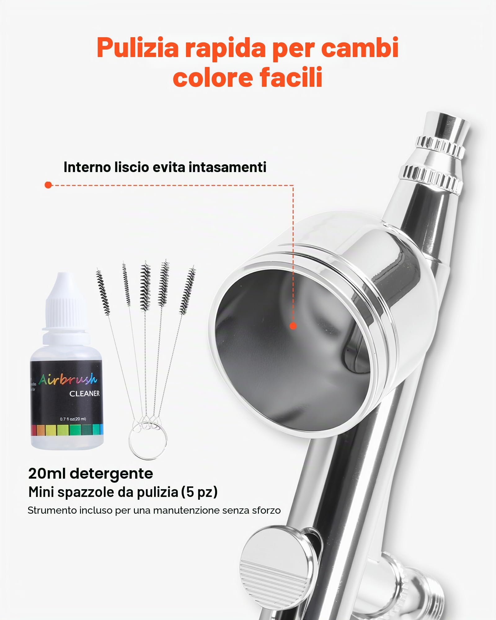 VEVOR Set Aerografo con Compressore d'Aria Serbatoio 1/6 HP, Spruzzatori a Doppia Azione Ugelli 0,3/0,3/0,5 mm Vernice Acrilica Ventole, Kit Aerografo per Decorazione di Pittura, Modelli