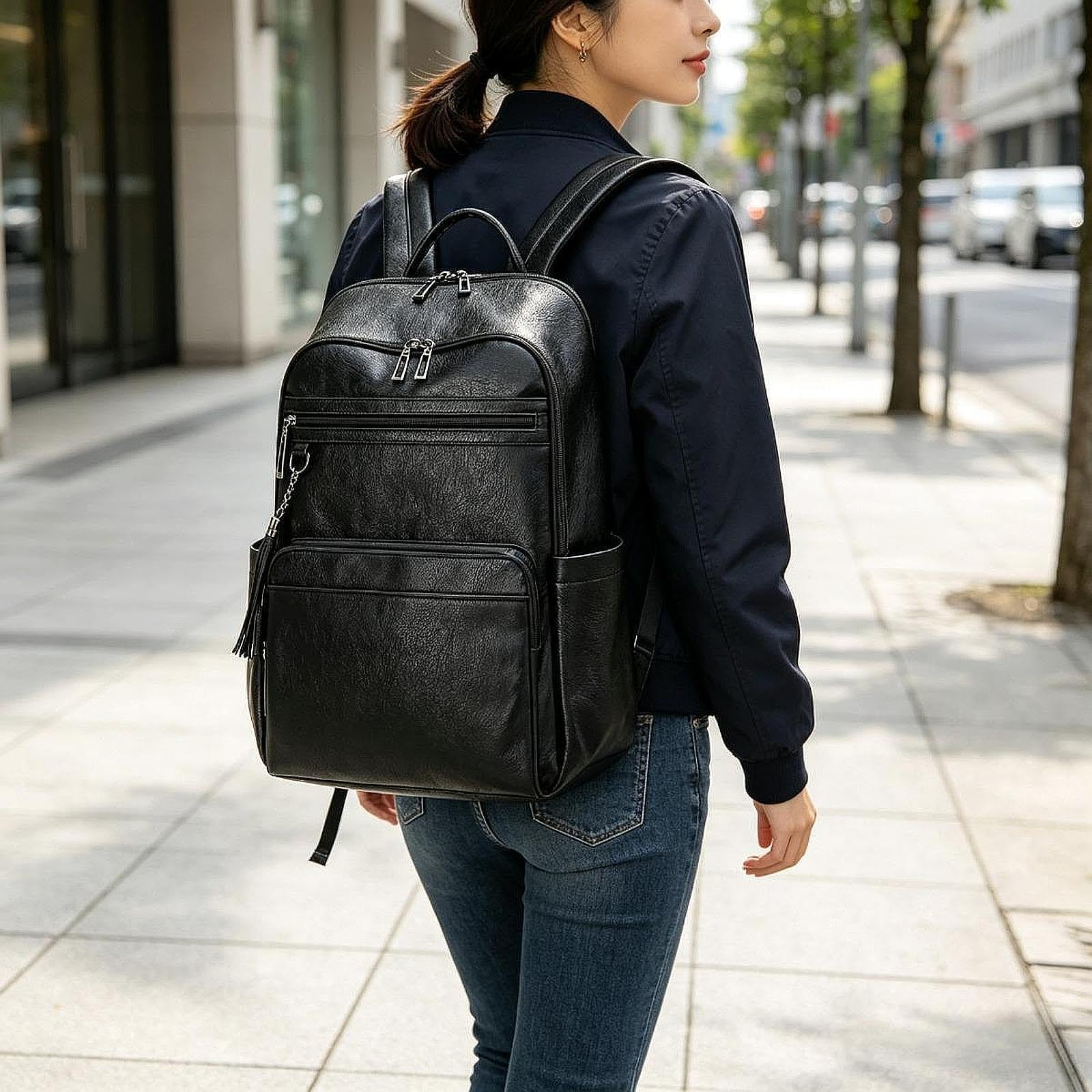 kowaku Zaino da Viaggio alla Moda, di Grande capacità, Ideale per Ufficio, pendolarismo, Viaggi e Lavoro, Nero