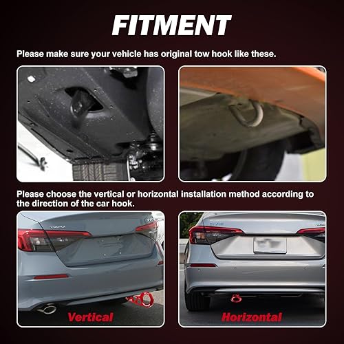 Miniatura 3 de Xotic Tech - Kit de gancho de remolque trasero de aluminio JDM estilo carreras, decoración de anillo de remolque, accesorios de automóvil, ajuste