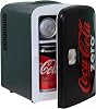 Coca Cola Coke Zero Mini Fridge For Bedrooms 4L Small 6 Can Table Top Quiet Mini Fridges For Skincare Office Food Drinks Kids Home Car & Travel 12V Portable Cooler Warmer Refrigerator Classic Black [Energy Class A]