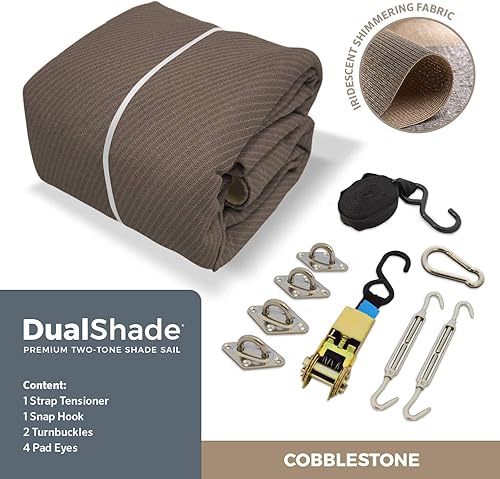 Miniatura 6 de Coolaroo Toldo para exteriores con bloqueo de rayos UV, 95 % con kit de herramientas, cuadrado de 12 pies, adoquines