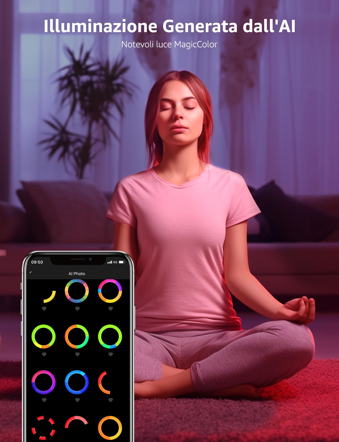 Lepro T1 AI Plafoniera LED Smart, 1800LM 24W IP44 Impermeabile | Progettista Illuminazione AI Personalizzato, Funziona con Alexa/Google Assistant, Connessione Wi-Fi/Bluetooth, Sync Musicale