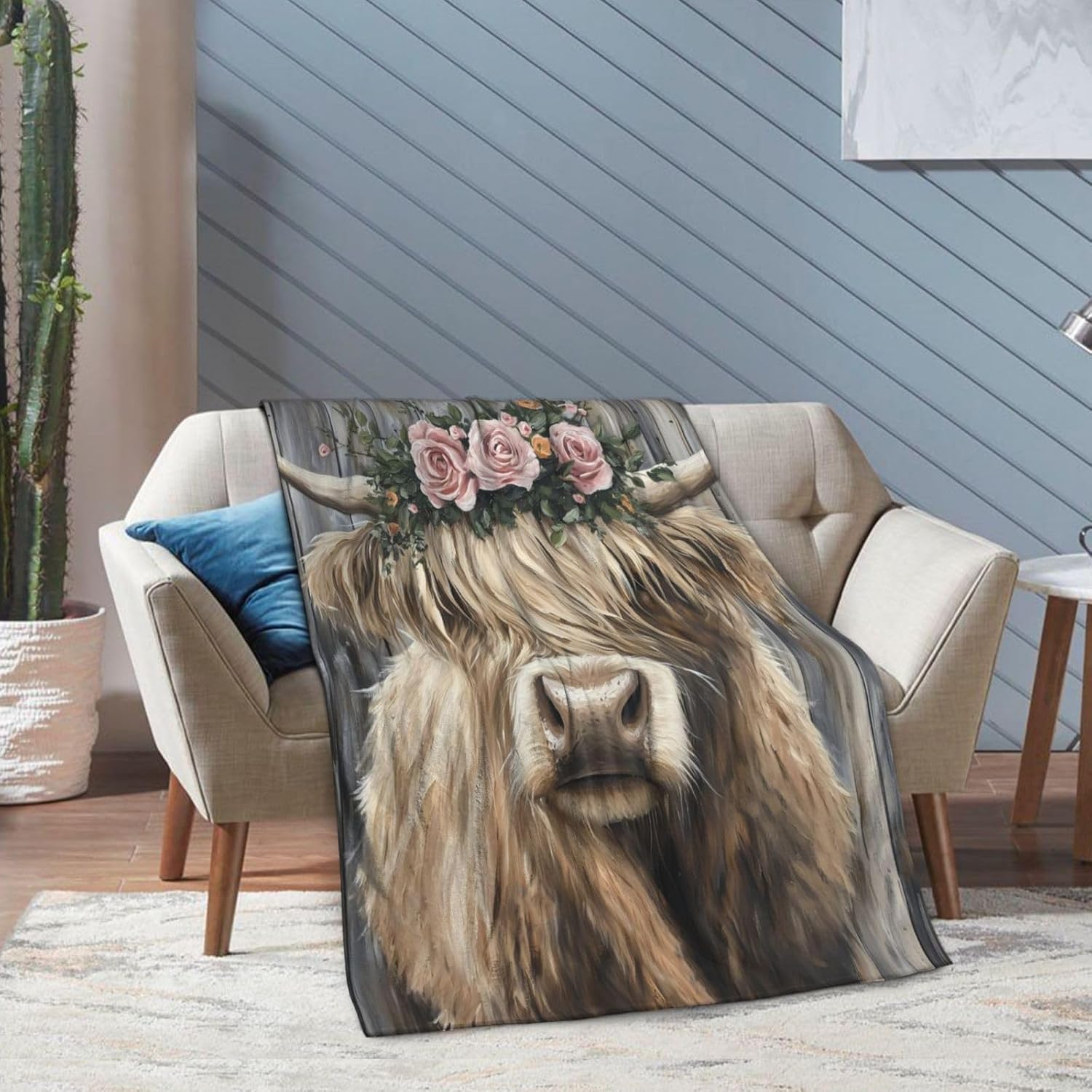 Highland Cow Blanket Gifts for Women Adults, Rustic Highland Cow Themed Throw Blankets, Soft Cozy Lightweight Highland Cow Plush Throws for Living Room Sofa Couch Home Decor 50x60in - Image 2