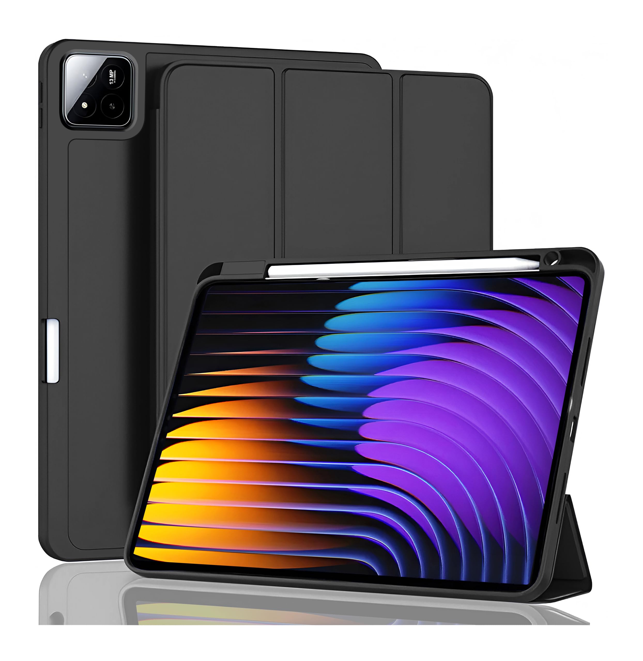 ProElite Cover for Xiaomi Mi Pad 7/7 Pro 11.2 inch Cover, Soft Flexible Flip Case Cover with Pen Holder for Xiaomi Pad 7/7 Pro 11.2 inch, Support Auto Sleep Wake, [Recoil Series] - Black