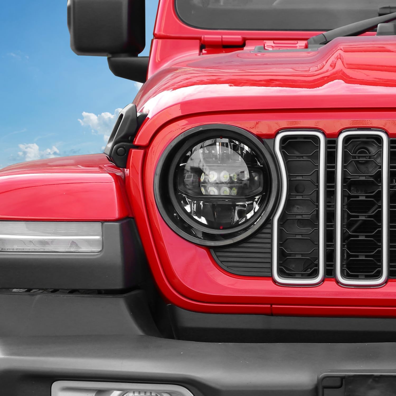 Hoolcar for Jeep JL Headlight Cover Trim Compatible with Jeep Wrangler JL & Wrangler Unlimited 2024 Front Head Light Lamp Trim Guard Exterior Accessories, Black