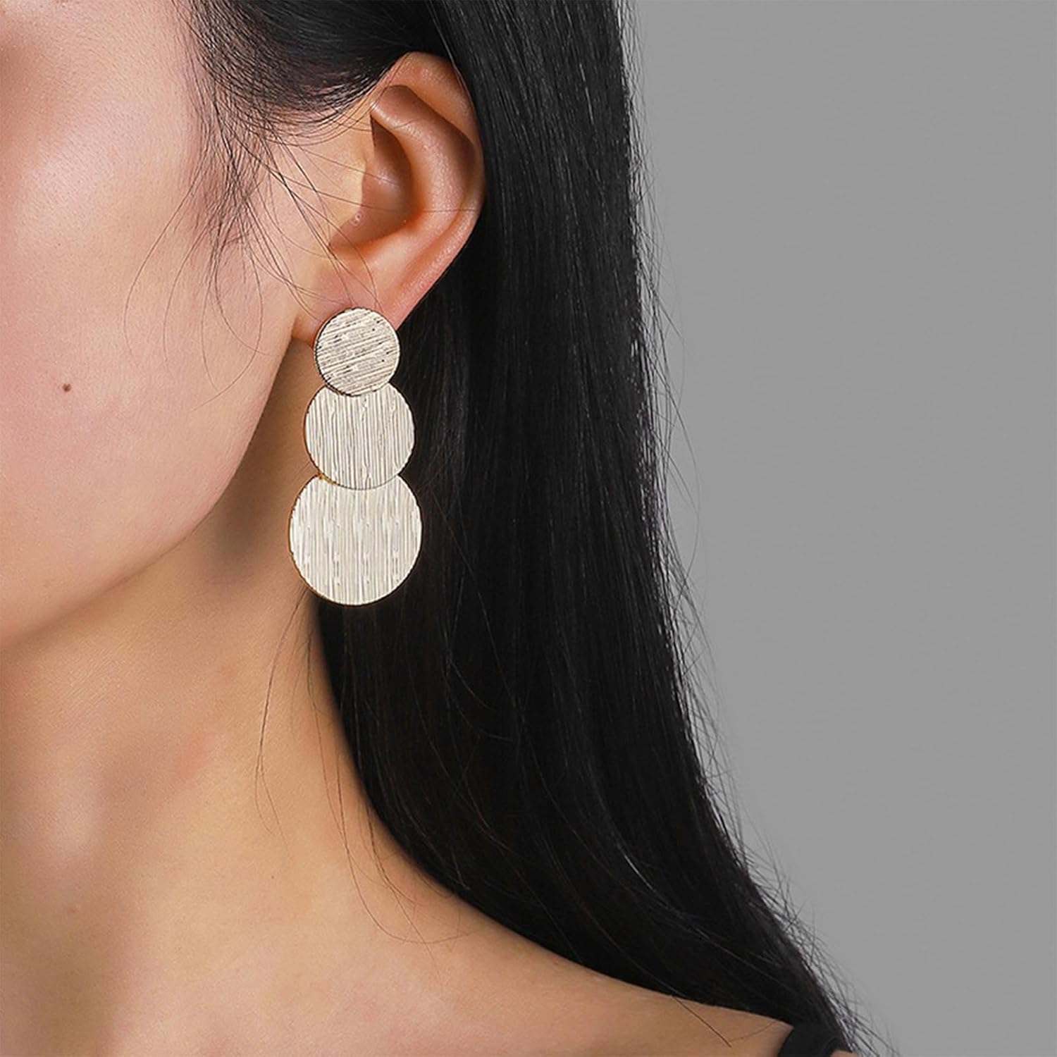 Boho Plated Gold Round Disc Earrings Large Disc Dangle Drop Earrings Metal Disc Stud Earrring Geometric Coin Statement Earring Jewelry for Women - Image 7