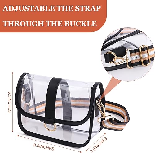 Vista 26 de COVAX Bolso cruzado transparente, aprobado por estadios para conciertos, festivales L-negro