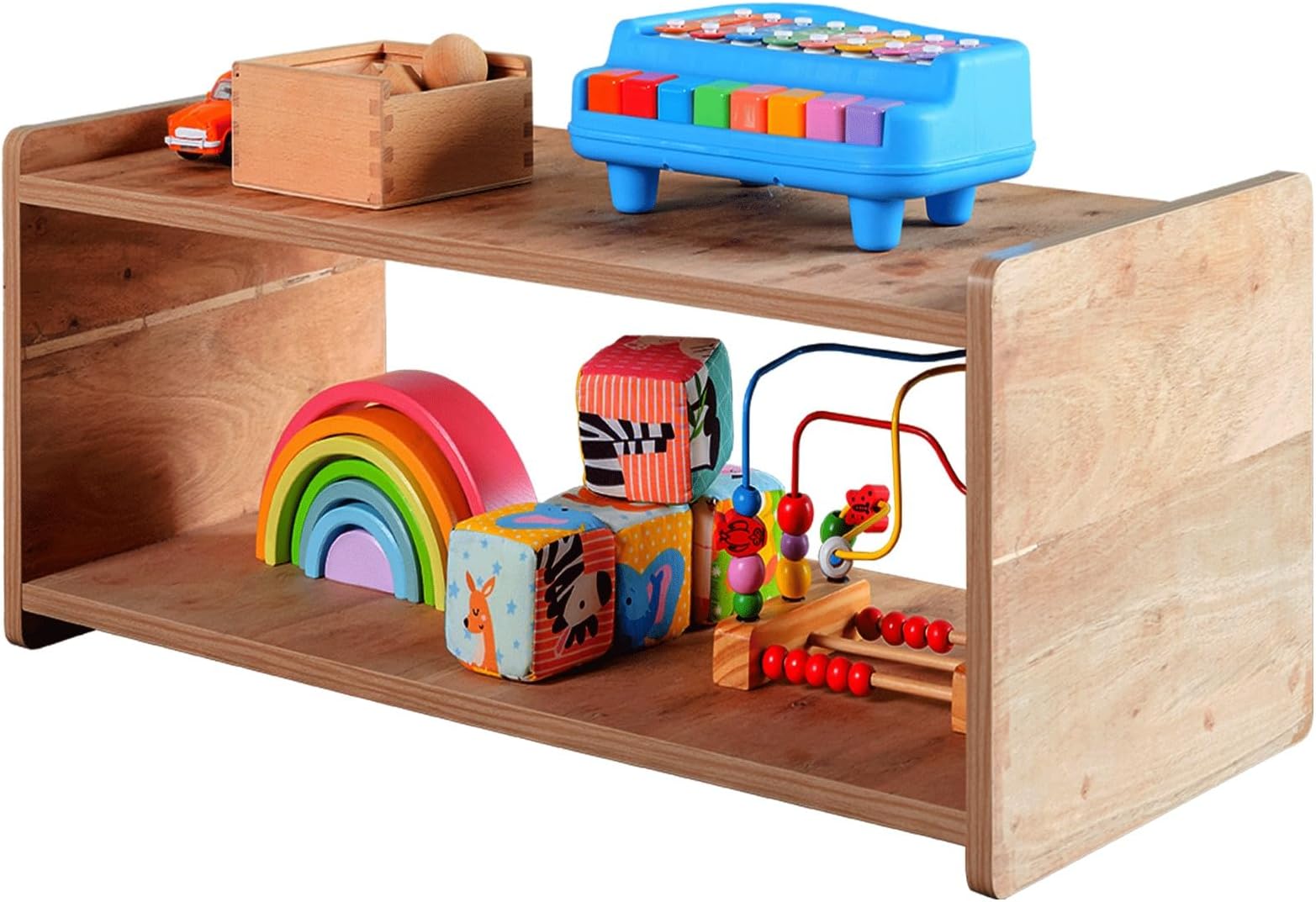 Low Montessori Shelf for Kids | Wooden Shelf for Toddlers | Montessori Style | Kids Toy Storage Unit | Child Safe & Durable | Gift for Boys & Girls