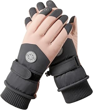 Winter Ski Gloves for Women,Windproof Snow Touchscreen Thermal Gloves, Warm Thickened with Fleece for SkiingCycling