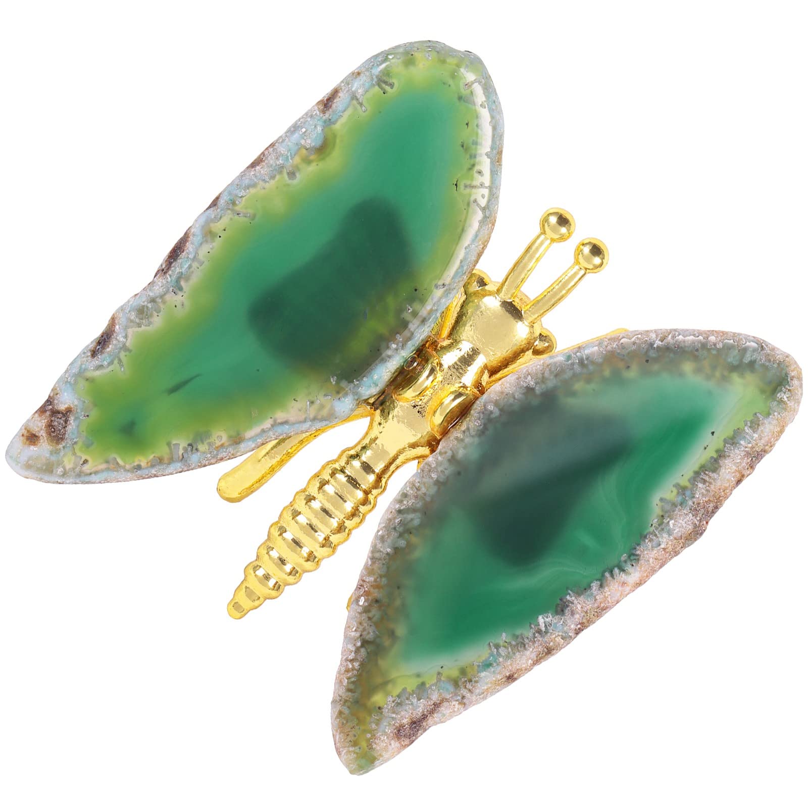 Figurines papillon en agate verte Nupuyai avec socle métallique pour maison et bureau