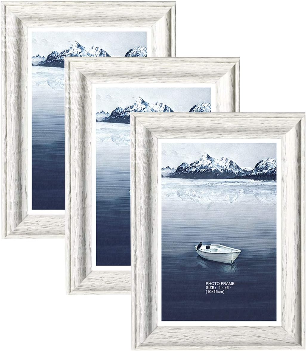 Photo Frames 3 Pack Picture Frame with High Definition Glass for Desktop Display and Wall Mounting (Ivory White, 4X6)