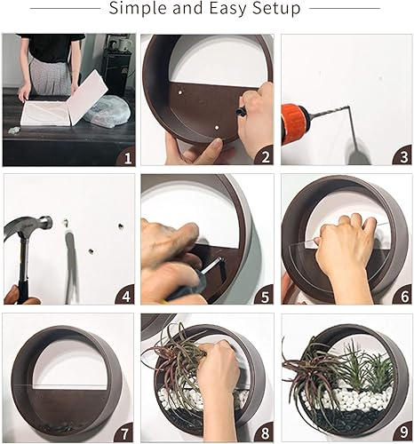 Miniatura 8 de Paquete de 3 macetas redondas de pared, jarrón de metal de pared, jardín de hadas redondo, maceta colgante de pared (juego de 3 (tamaño mixto),