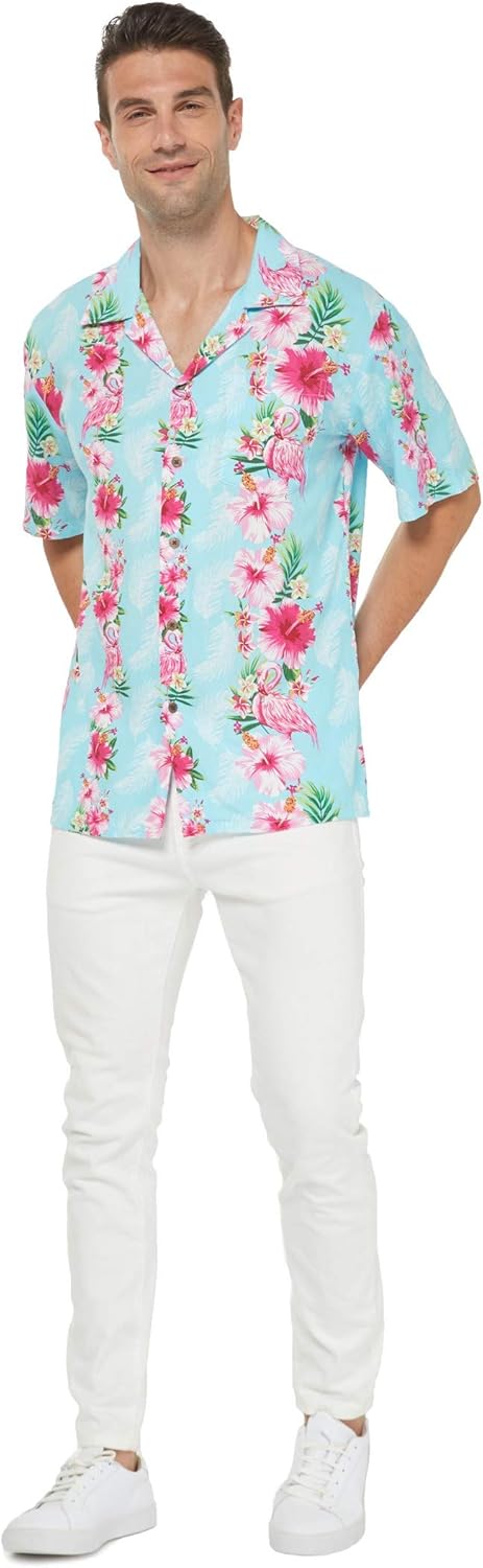 Matchable Family Hawaiian Luau Men Women Girl Boy Clothes in Pink Hibiscus Vine Turquoise - Image 6