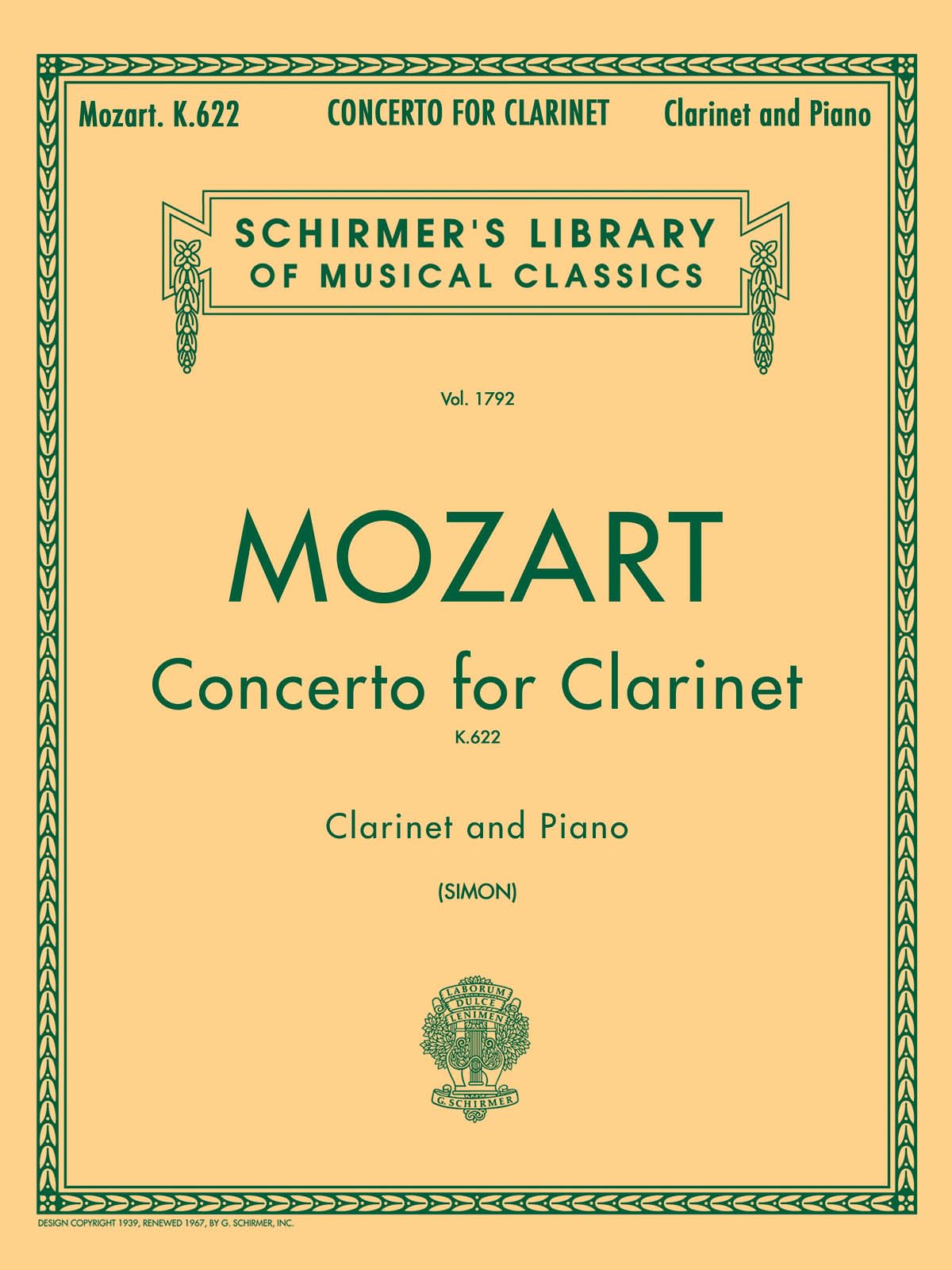 W.A. Mozart Clarinet Concerto K.622 (Clarinet/Piano) Clt