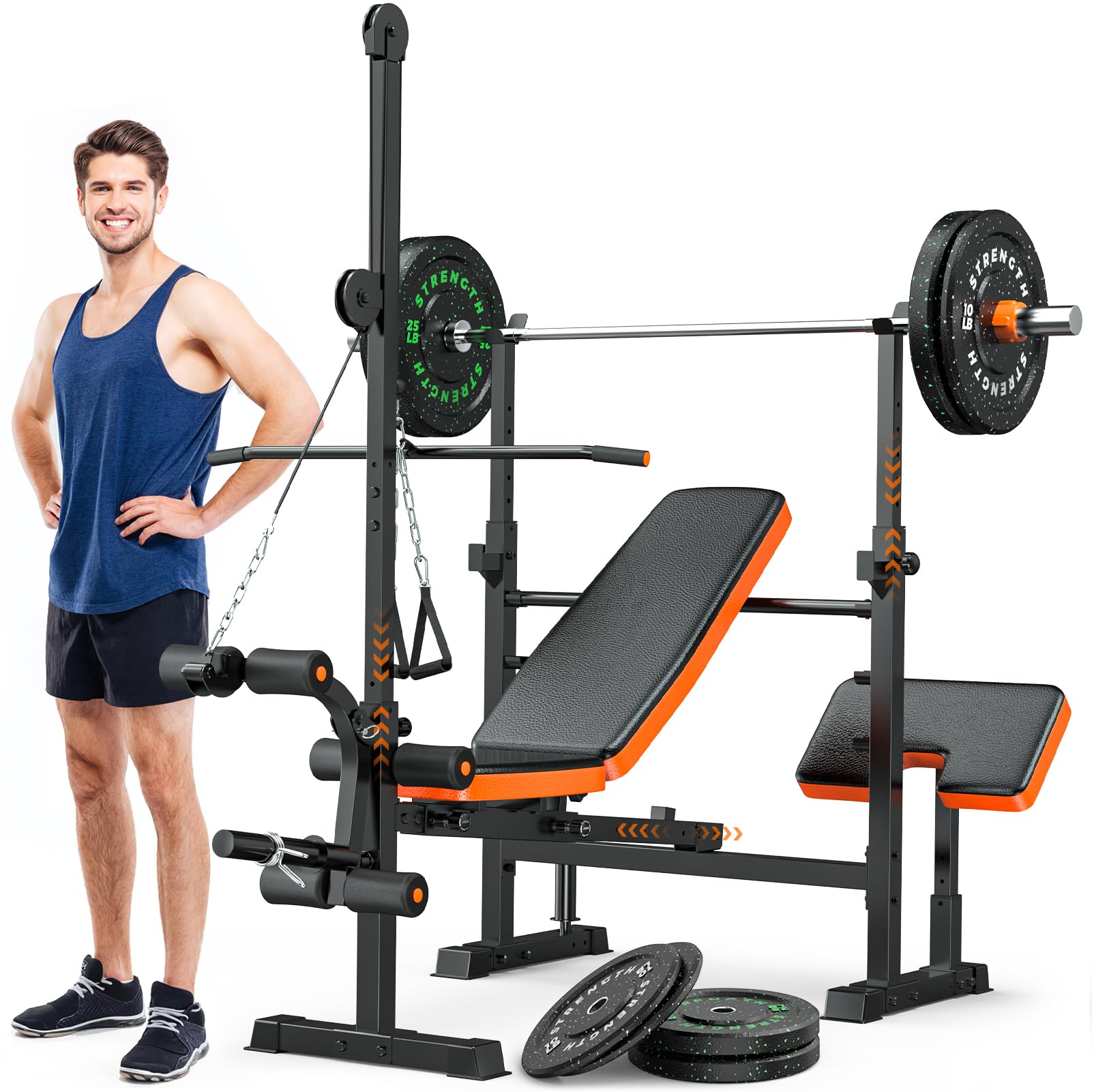 Fostoy 800lbs 8-in-1 Weight Bench – Lat Pulldown