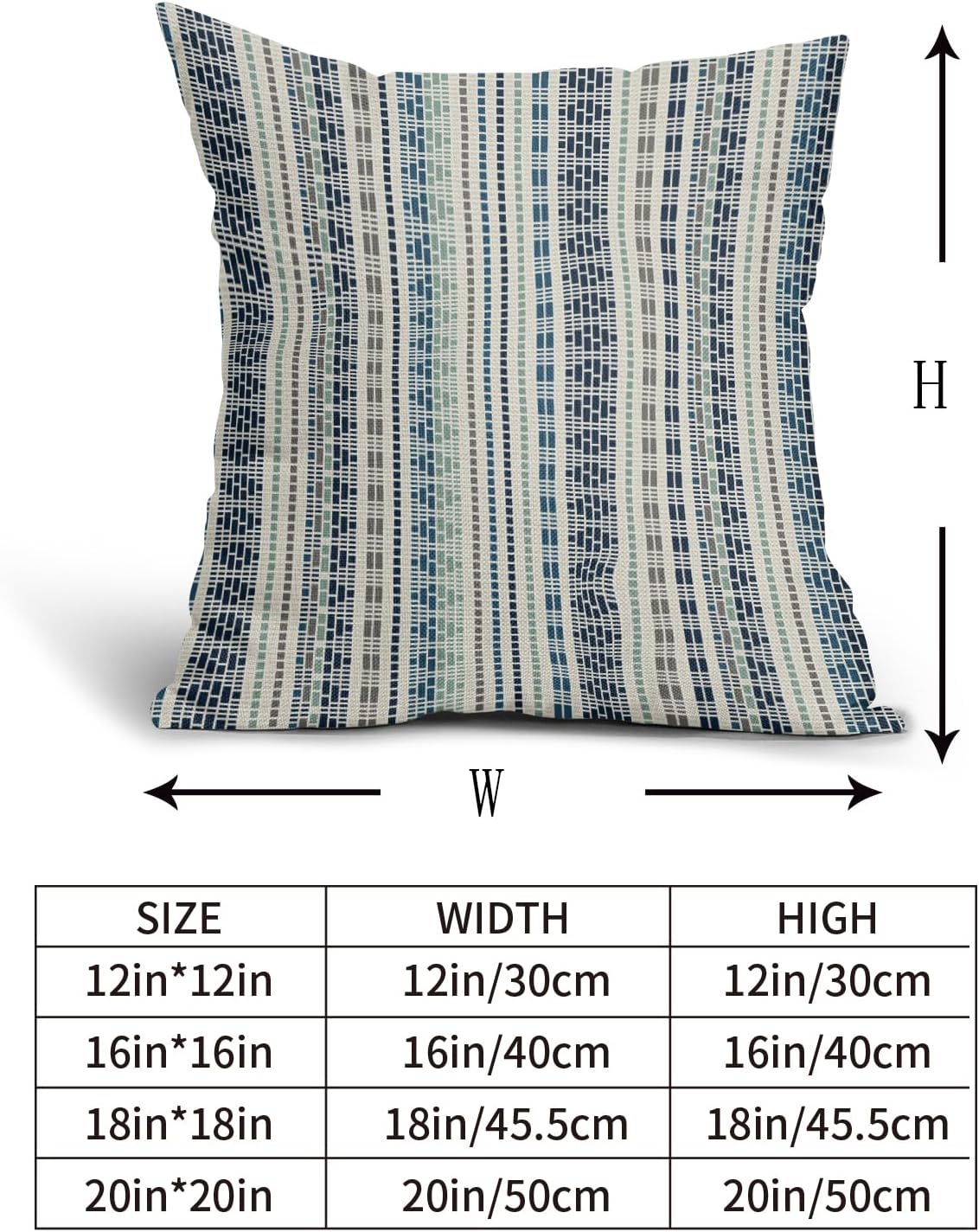 Boho Striped Pillow Covers 18x18 Inch Set of 2 Blue Aqua Grey Stripe Pattern Print Decorative Throw Pillowcases Modern Geometric Outdoor Farmhouse Holiday Cushion Cases Decor for Sofa Couch Bed - Image 5