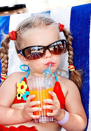 Miniatura 2 de Pajitas reutilizables de animales marinos  16 popotes de plástico para beber criaturas oceánicas para decoración de fiestas de niños, suministros de