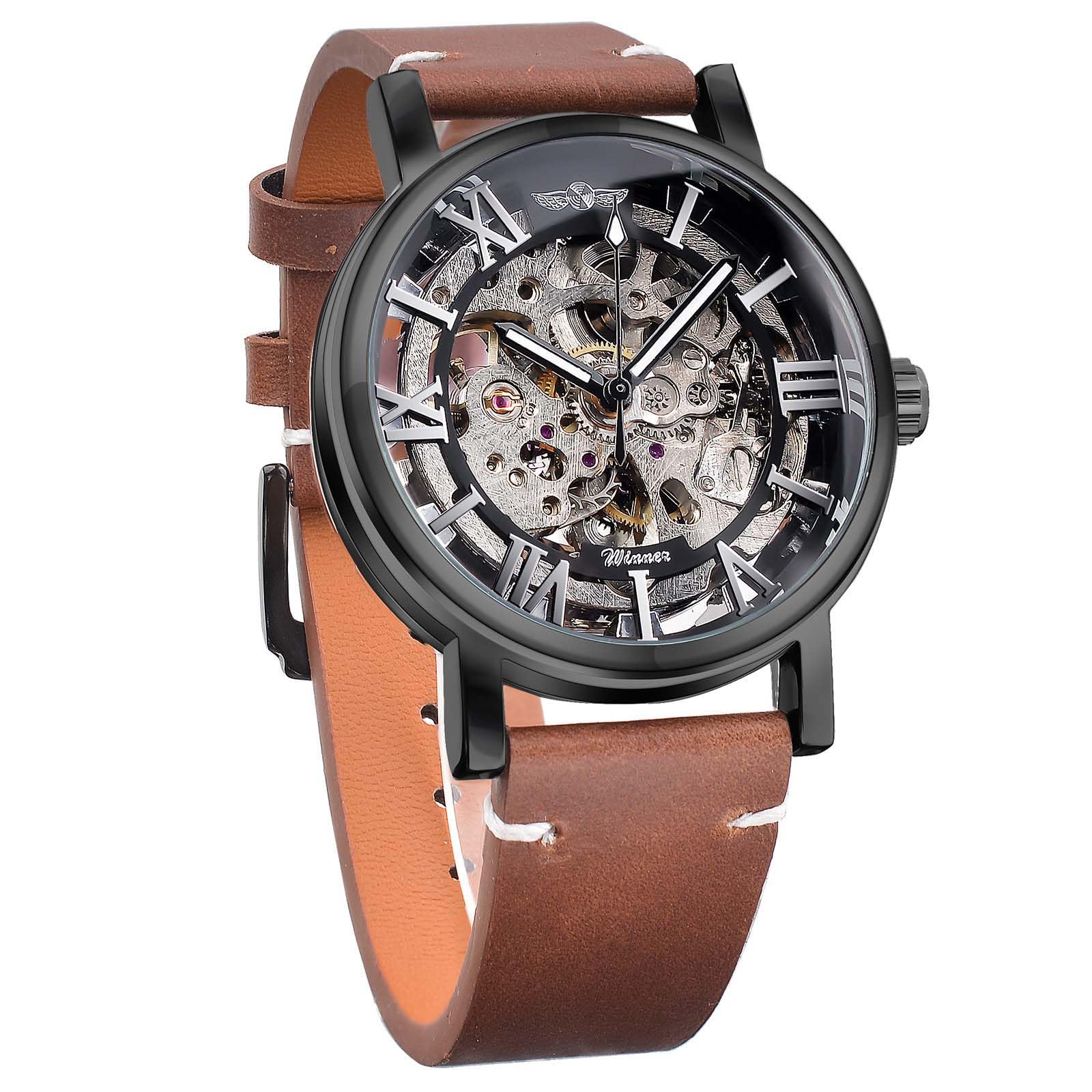 FORSINING Mens Automatic Watch with Mechanical Movement, Skeleton Dial and Leather Band, Brown_11, Modern (B0CTDRJDWR) Amazon Price History, Amazon Price Tracker