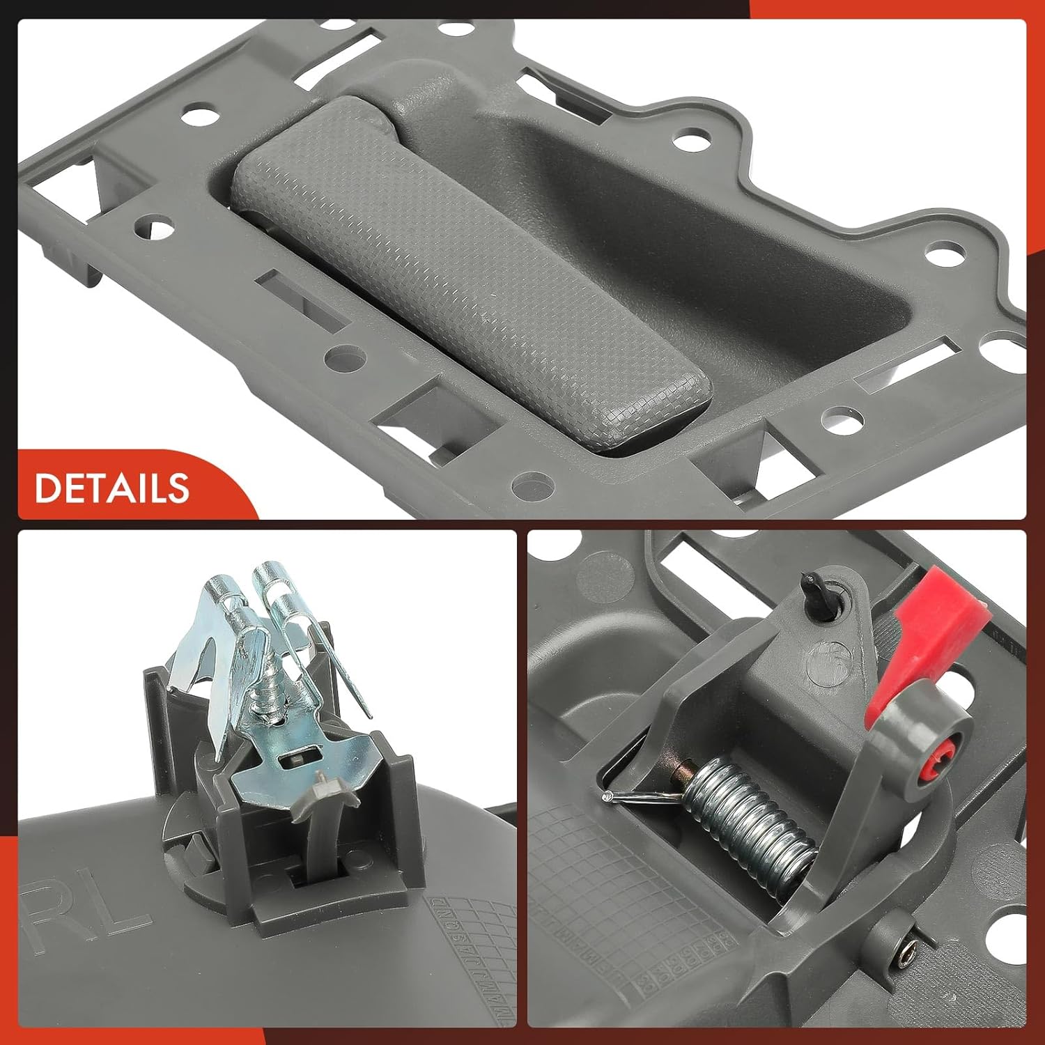 A-Premium Rear Left Driver Side Interior Door Handle Compatible with Jeep WK Series Grand Cherokee 2005-2010, Gray Housing with Gray Lever