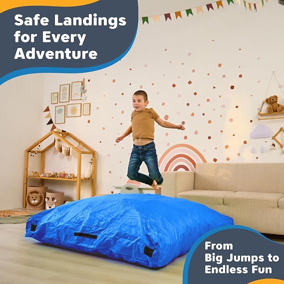 SaferBounce Crash Pad for Kids Sensory | Big 5Ft x 5Ft Or 3Ft x 4Ft | Autism Sensory Crash Mat for Jumping & Play | Crashpad | Soft Foam Landing Pad for Kids | Giant Pillow Mat | Climbing & Gymnastics