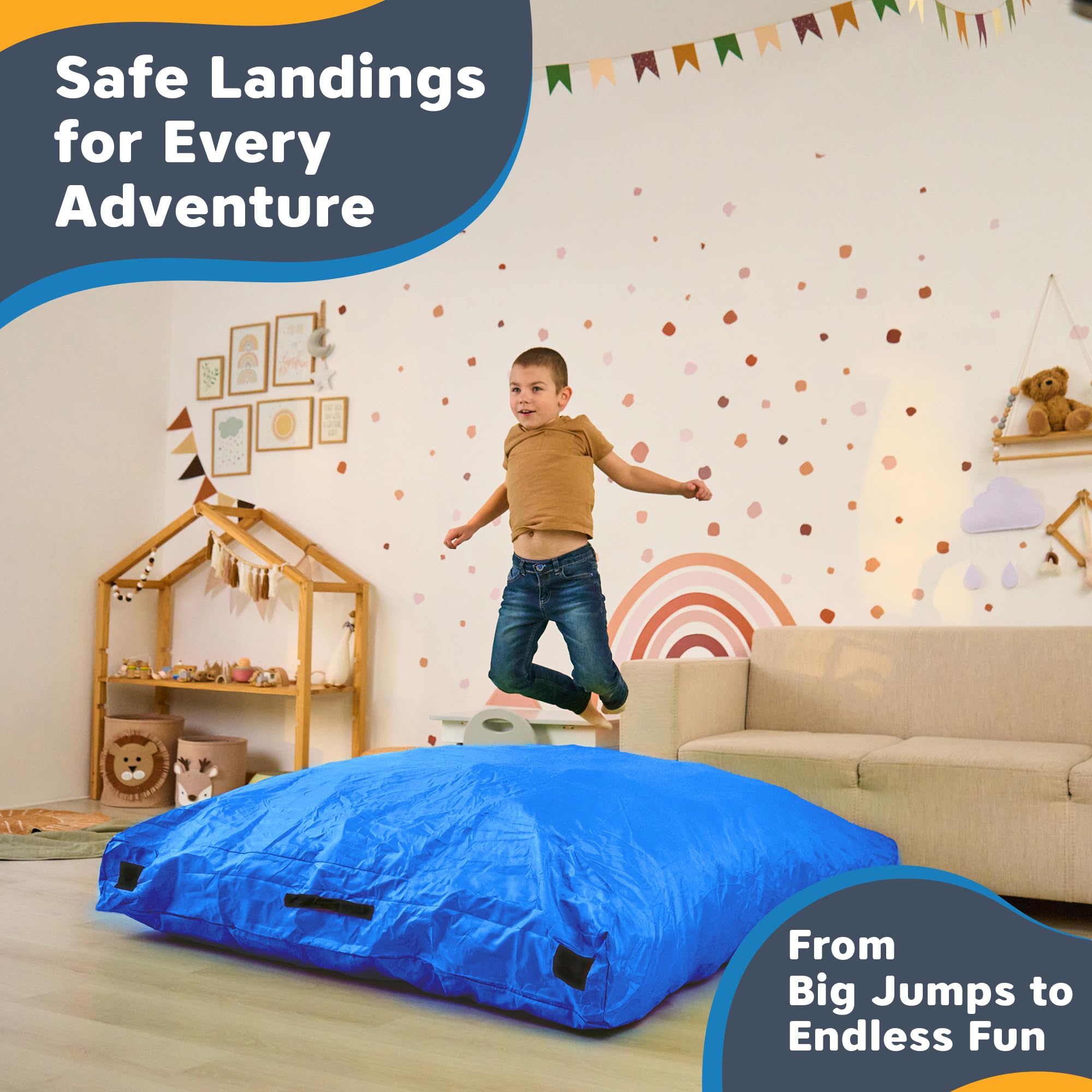 SaferBounce Sensory Crash Pad para Niños | Grande 152 x 152 cm O 122 x 91 cm | Colchoneta Crash Autismo para Niños | Gran Alfombra Espuma Infantil | Escalada & Gimnasia