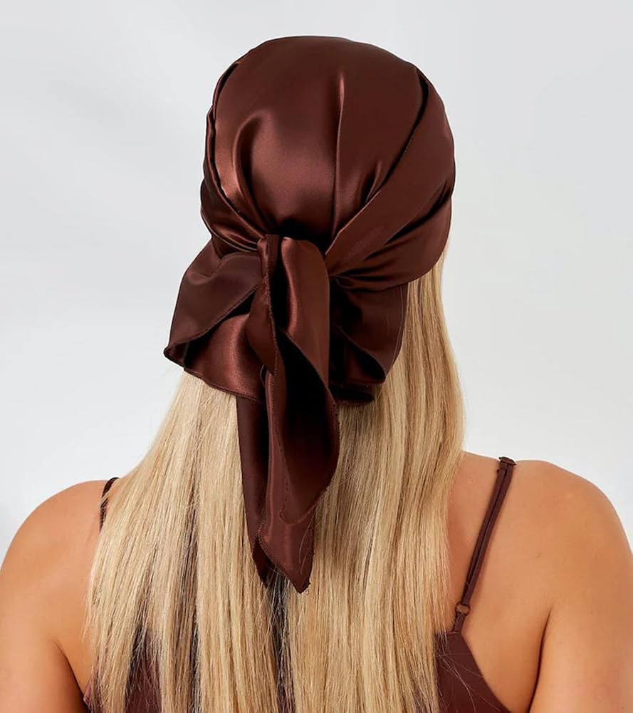Tergy 4/12/20 Pieces 35" Satin Head Scarf Large Square Scarf Silk Feeling Fashion Hair Wrapping Scarves for Women Girls