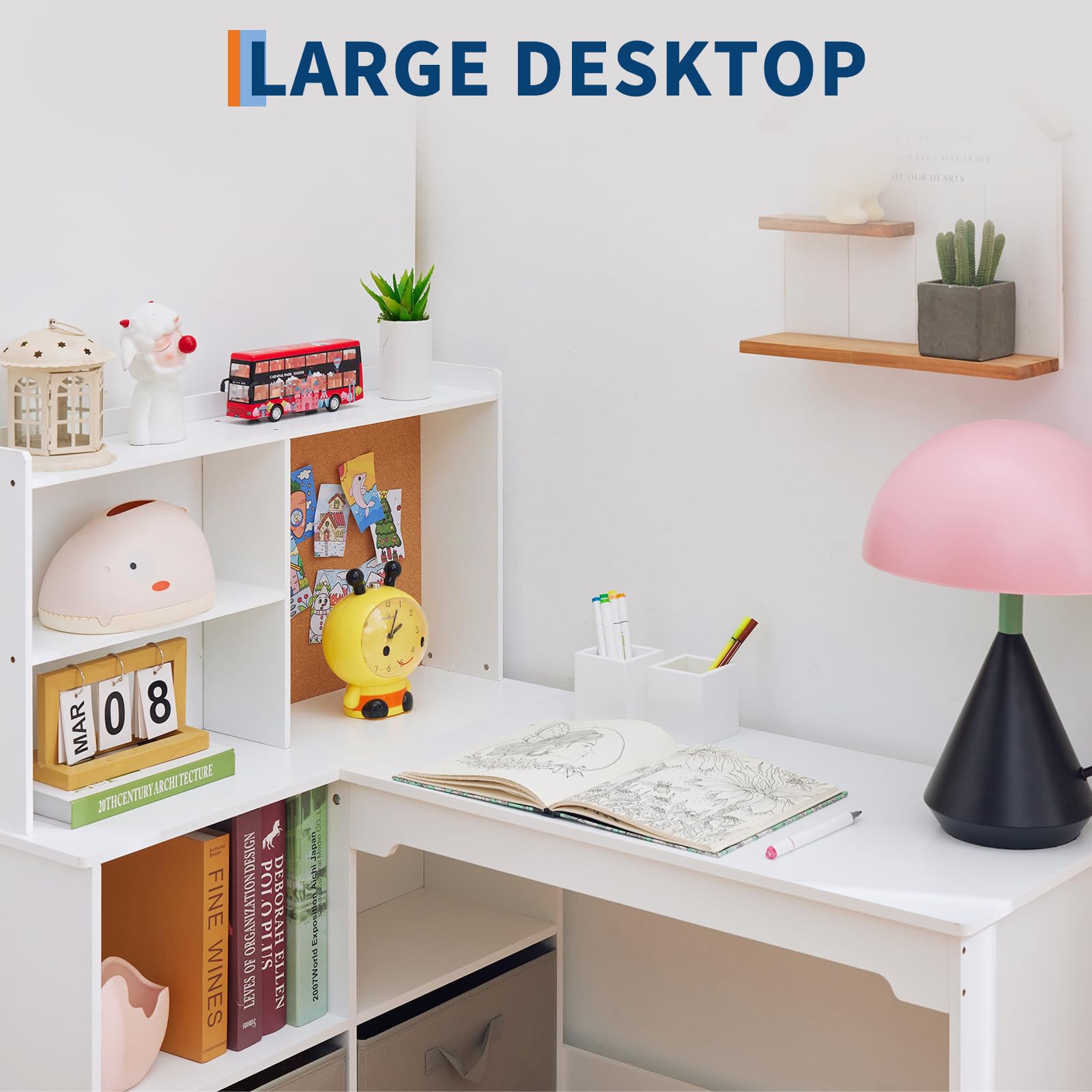 Kinderschreibtisch Set, Schreibtisch Kinder Mit Stuhl Aus Holz, Schülerschreibtisch Mit Bücherregal, Schrank & Pinnwand, Jugendschreibtisch Für Kinder Ab 3 Jahren, Weiß
