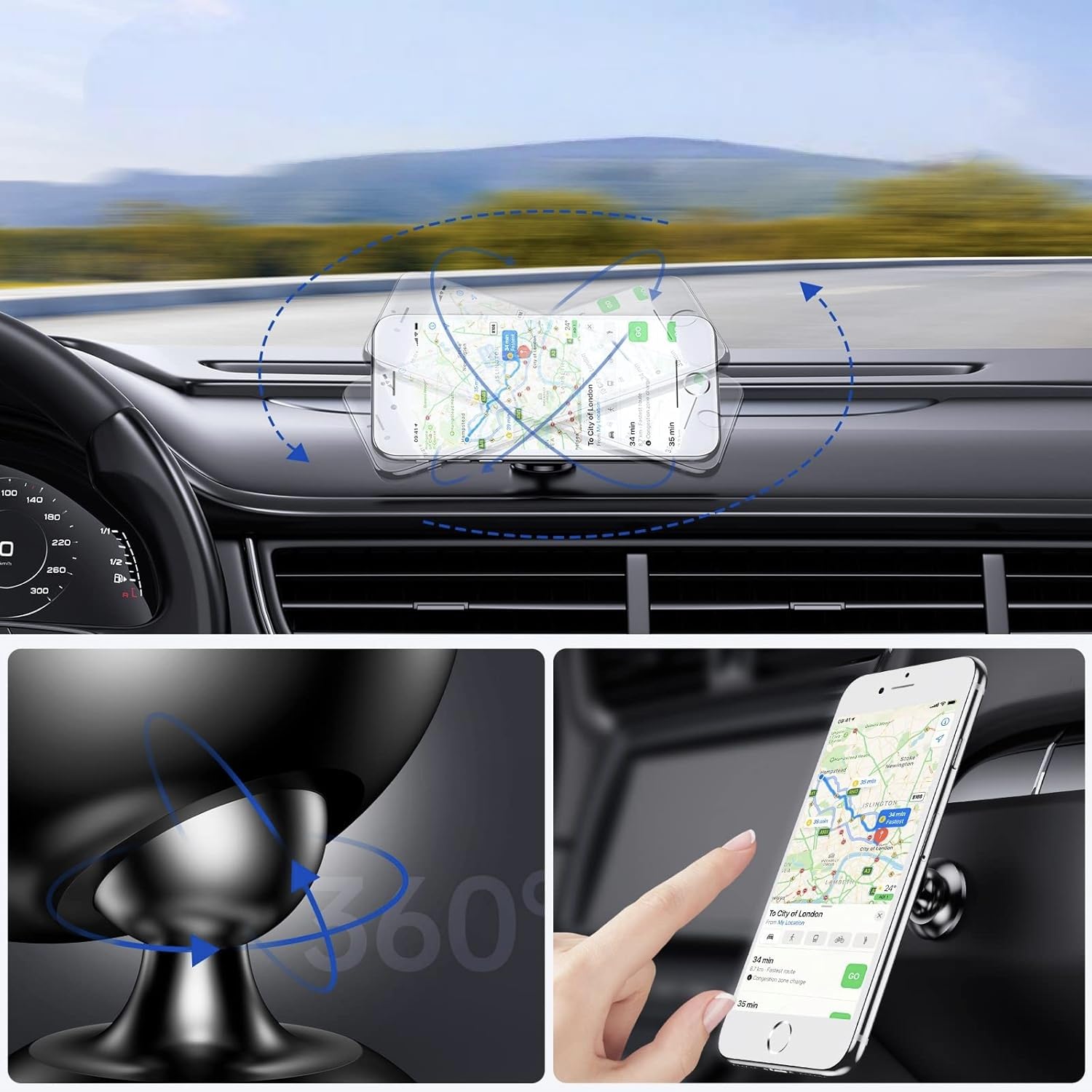 Supporto Magnetico Auto Per Cupra Terramar 2024-2025 – 360°, Attacco A Griglia, Super Magnete, Visione Regolabile Orizzontale E Verticale