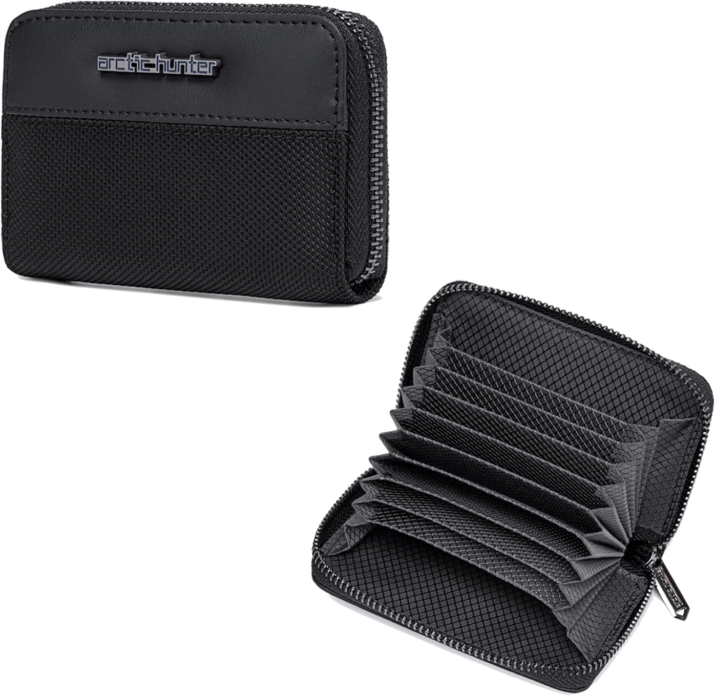 - Arctic Hunter Professional 10 Slots Card Holder Organiser with Gift Box Polyester Water-Resistant Pocket Size Coin Cash ATM Credit Card Case Wallets for Men Women, Black