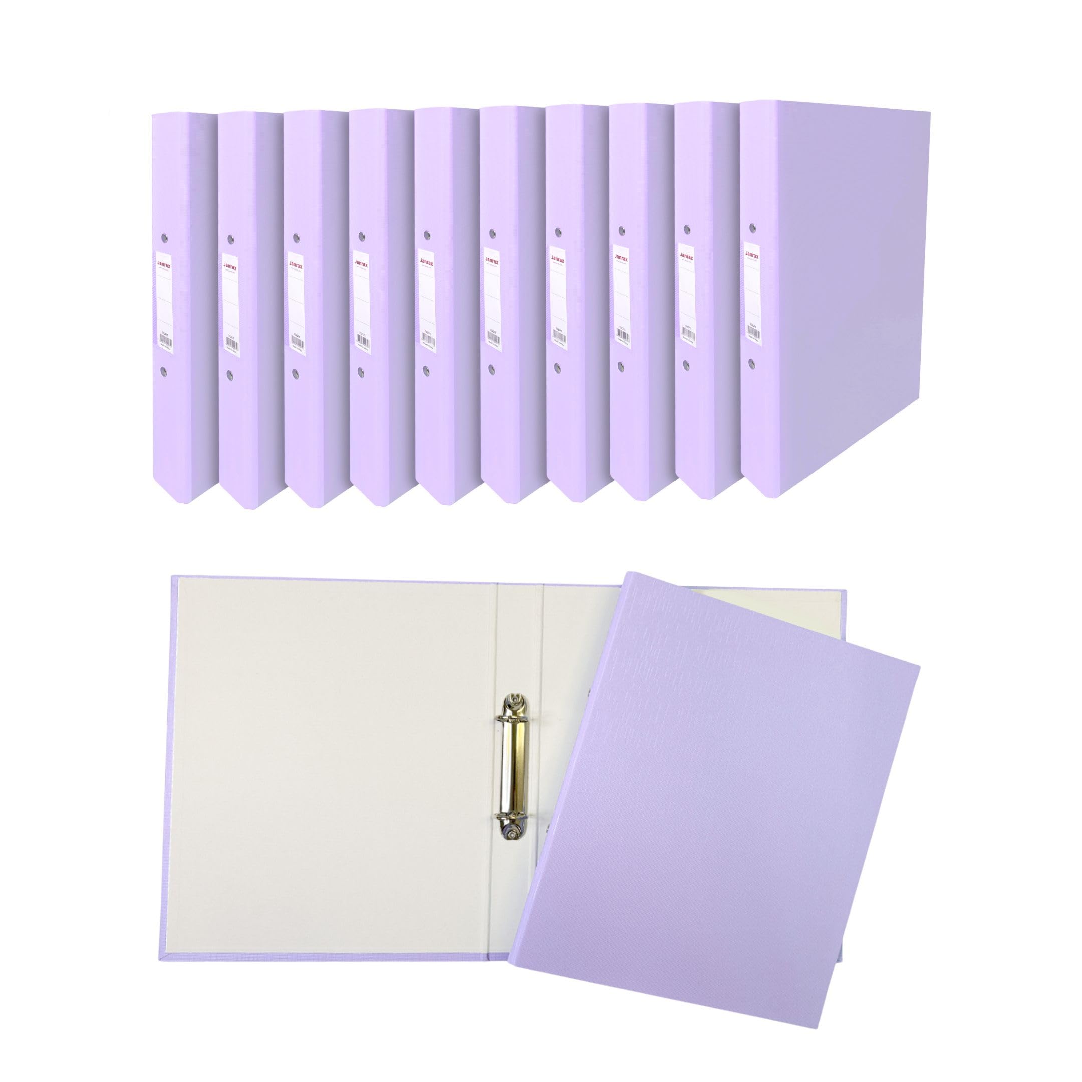 Pack of 10 A4 Pastel Purple Paper Over Board Ring Binders by Janrax