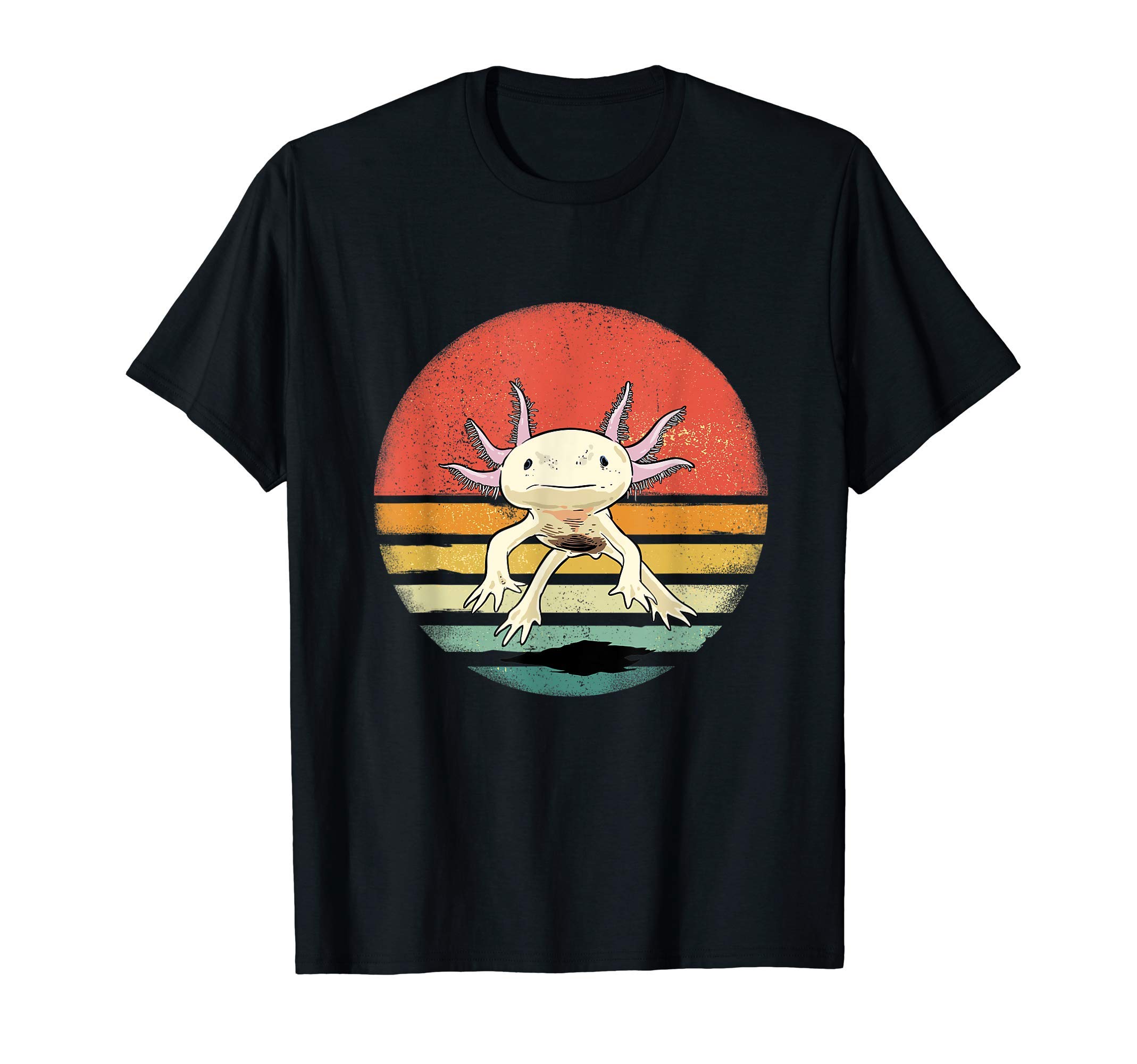 Wowsome! Unisex Adult Axolotl Retro Vintage T-Shirt - Black - SmallOEKO-TEX STANDARD 100
