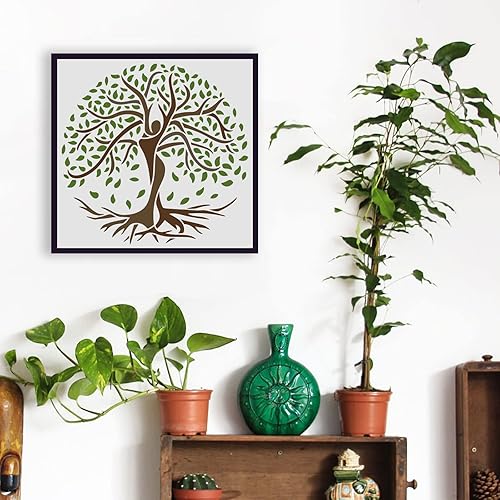 Miniatura 7 de FINGERINSPIRE Plantillas de árbol de la vida, 11.8 x 11.8 pulgadas, árbol en forma humana, plantillas de pintura para proyectos de arte en madera,