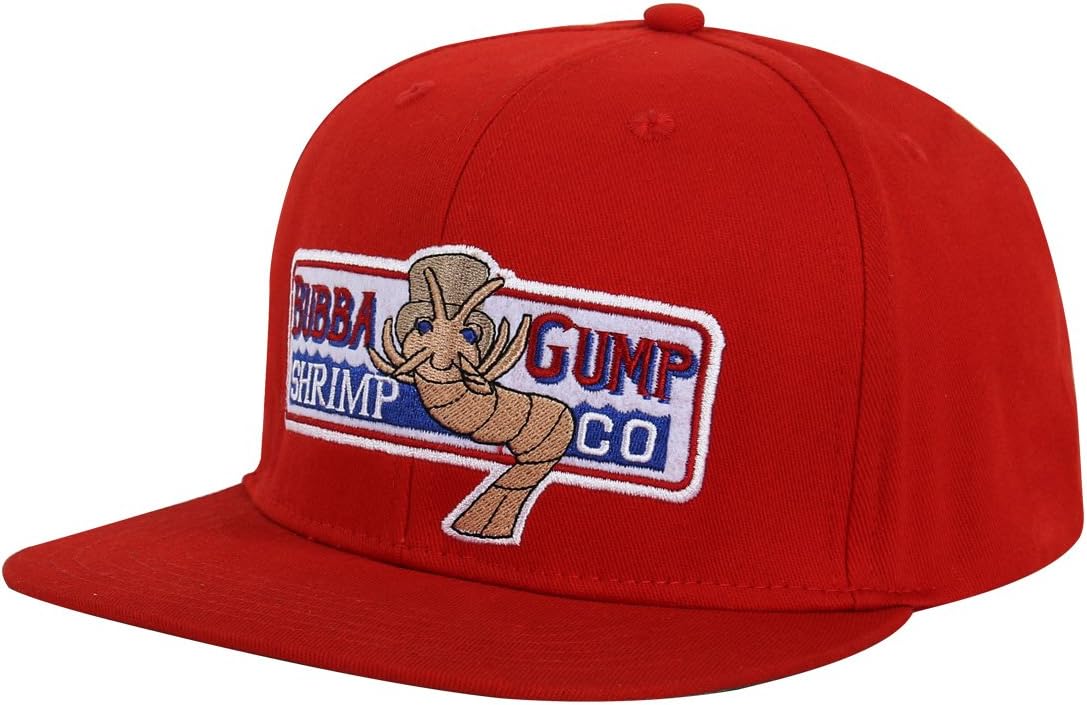 Adjustable Bubba Gump Baseball Cap Shrimp Co. Embroidered Hat (Red) (Flat Brimmed)