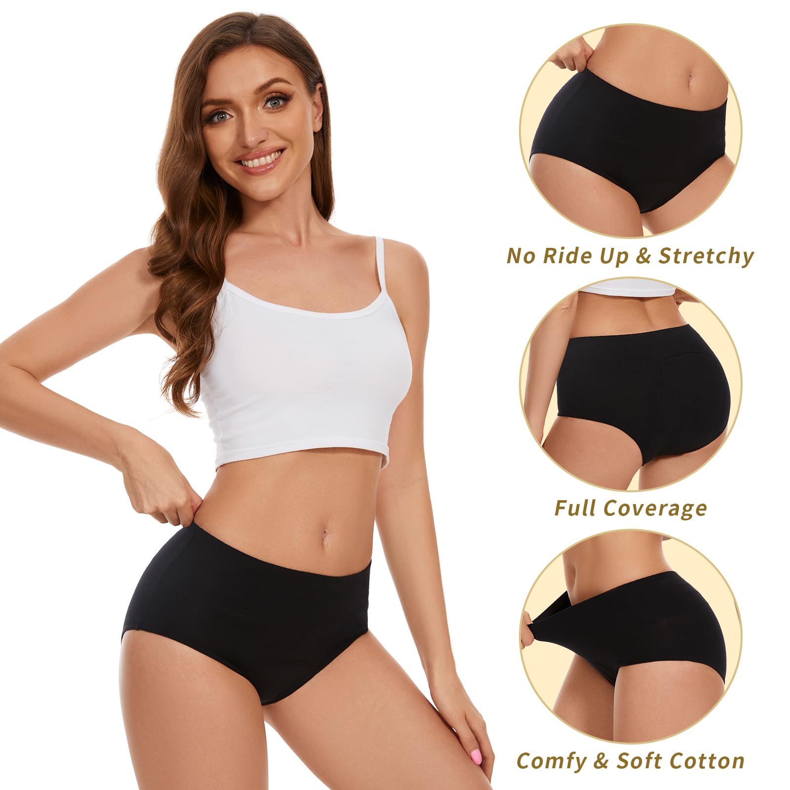 Ropa interior lavable para incontinencia para mujer, calzoncillos de algodón a prueba de fugas, completa a prueba de fugas delantera y trasera, absorción de 80 ml (paquete de 3, gris, M)