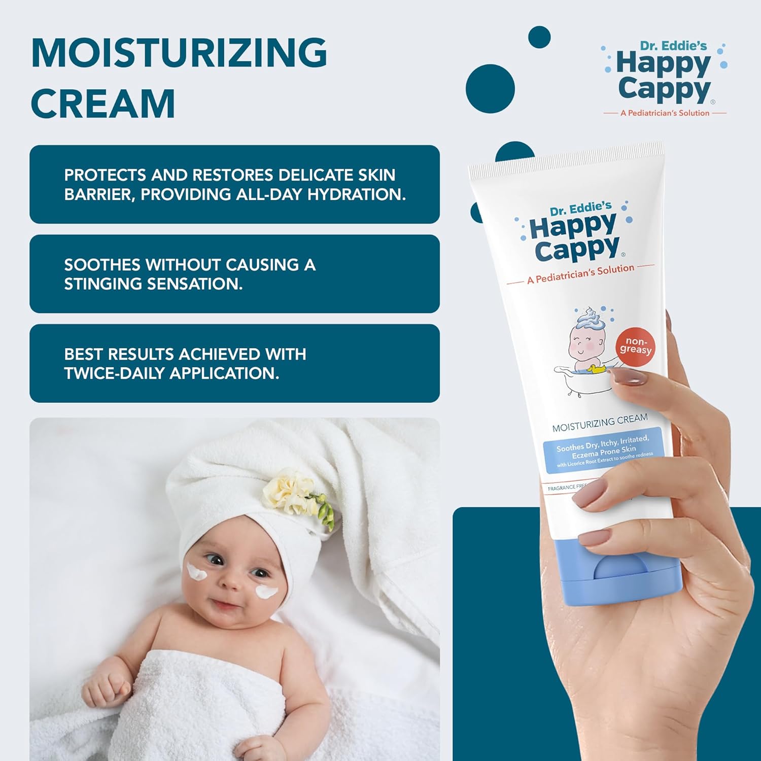Happy Cappy Three Step Skincare Solution Bundle- Baby Dandruff Shampoo, Eczema Body Wash and Lotion for Kids & Toddlers, Moisturizing Cream, Reduces Itching, Dermatologist Tested, Fragrance-Free - Image 6