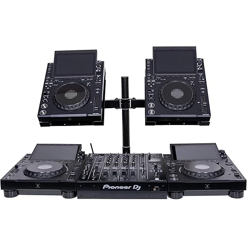 Headliner Avalon Dual CDJ Stand 2 Compatible with Most CDJ Players; Adjustable Arms Elevate CDJs Above DJ Equipment, Turntables & Mixers