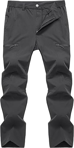 EKLENTSON Pantalones de senderismo resistentes al agua para hombre, ligeros, de secado rápido, tácticos, con bolsillos con cremallera
